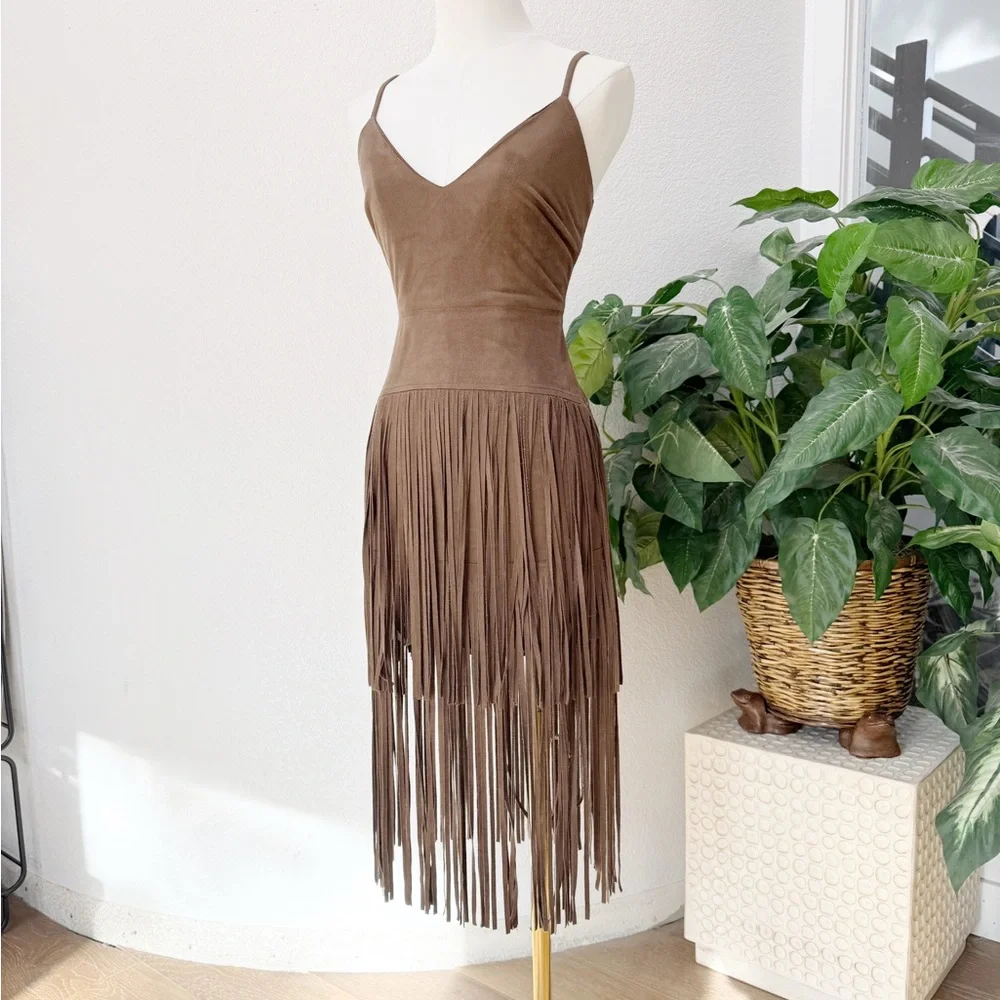Nasty Gal Brown Fringe Mini Dress - Picture 4 of 8